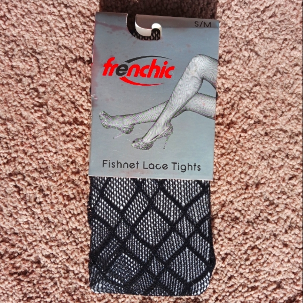 Fishnet Pantyhose Stockings FRENCHIC Lace Tights Small/Medium Black